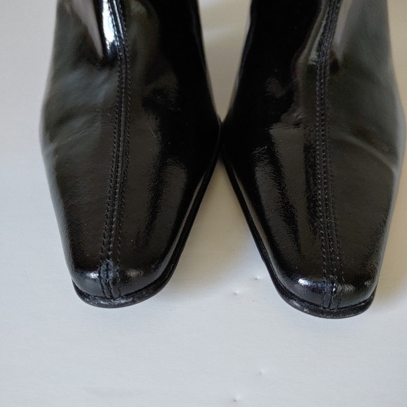 Aquatalia Boots Patent Leather Pointed Toe Block Heel Black Size 9 / 10 - Picture 11 of 15